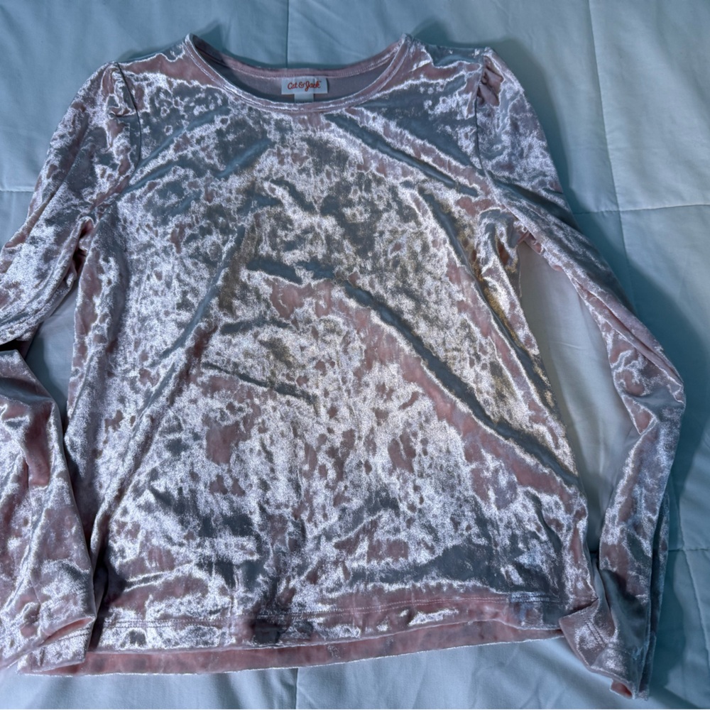 Cat & Jack Velvet/Velour  Pink Long Sleeve Top